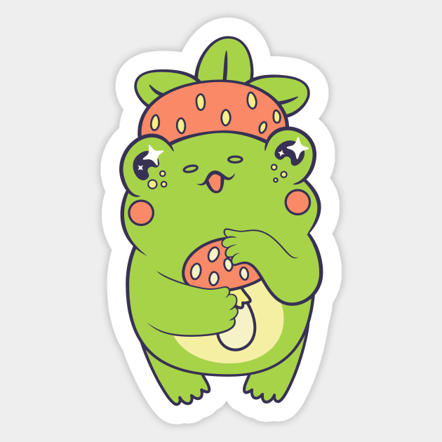 Cottagecore kawaii frog Sticker by levinanas_art